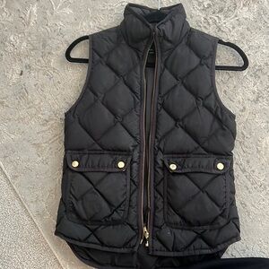 J. Crew Black & Gold Puffer Vest Size PXXS
